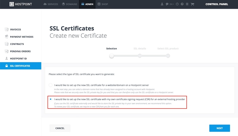 Generate a new SSL Certificate