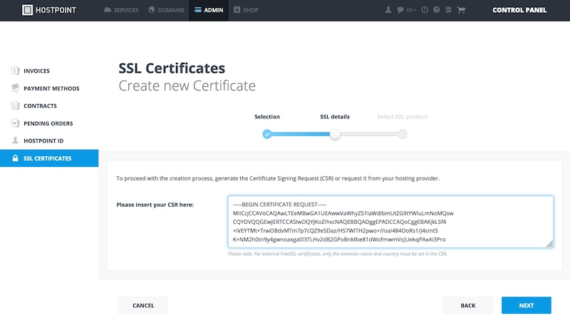 Generate a new SSL Certificate
