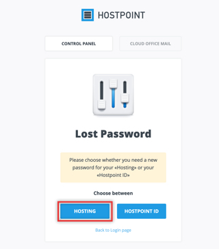 Lost Control Panel password