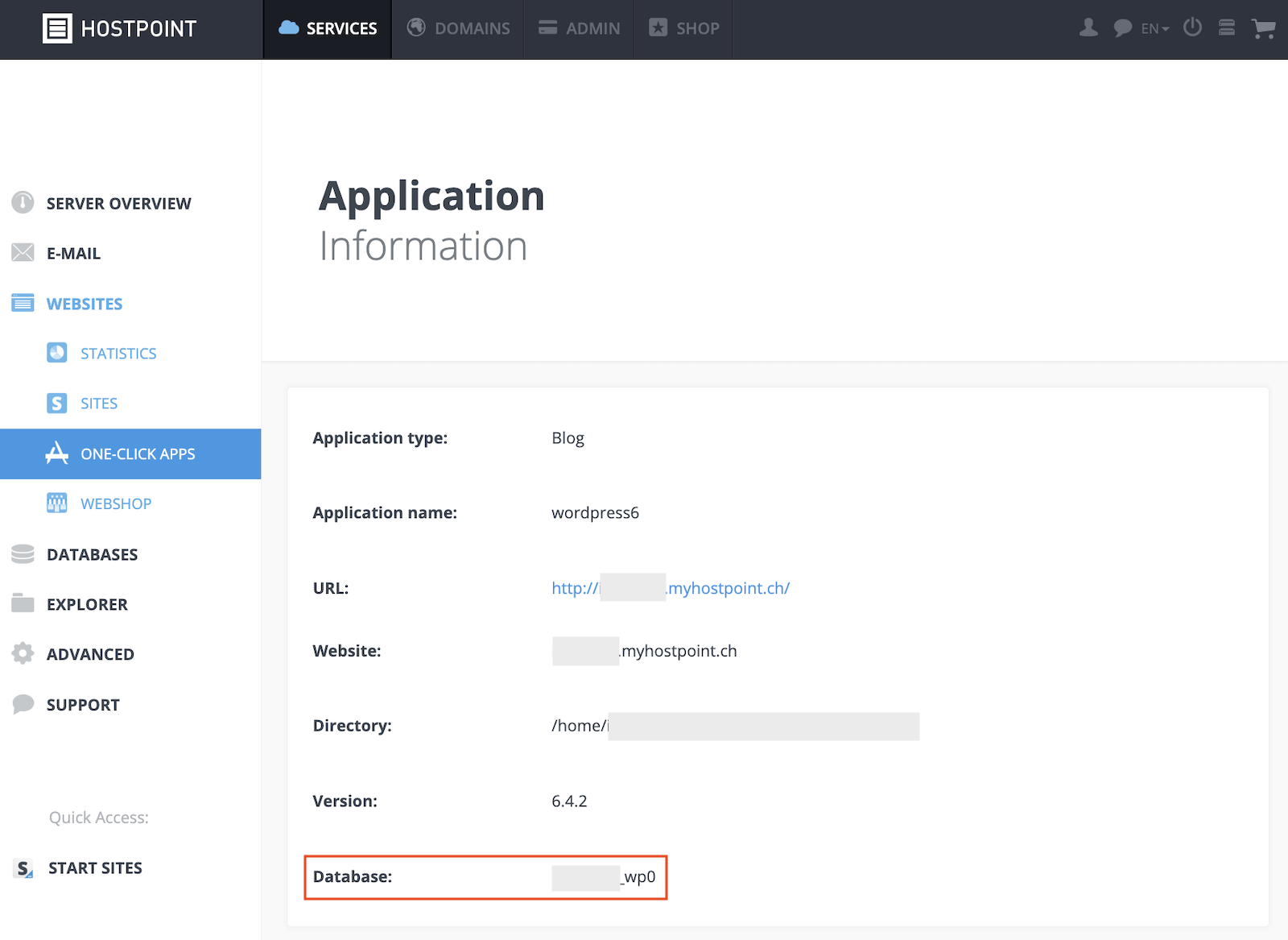 Webhosting HinterlegteDatenbank 02 en