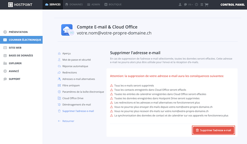 EMailAdresse loeschen fr