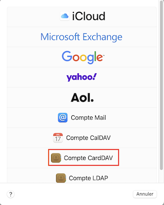 Apple Ventura Account hinzufuegen CardDAV FR