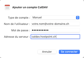Apple Ventura CalDAV Account hinzufuegen FR