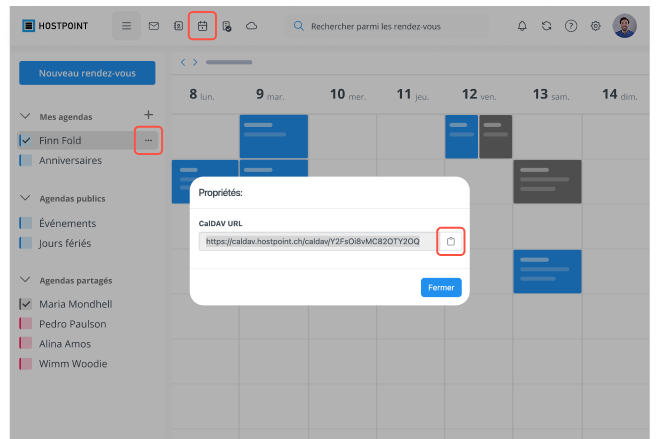 CalDAV Synchronisation Kalendernummer FR