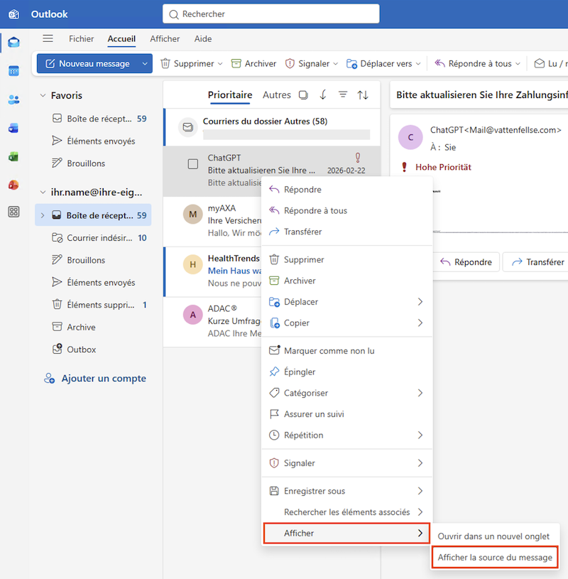 Outlook Header anzeigen fr