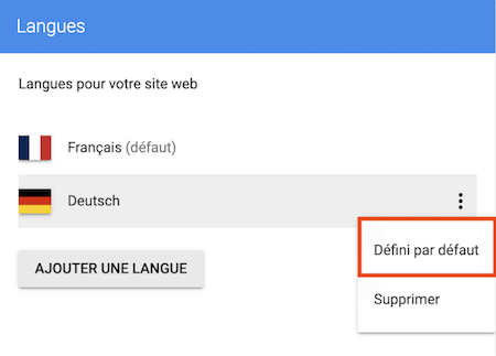 Sites Standardsprache festlegen FR