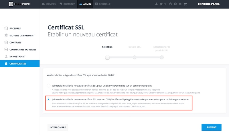 Etablir un certificat FreeSSL