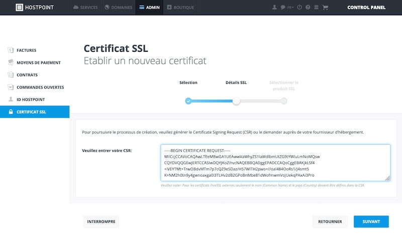 Etablir un certificat FreeSSL