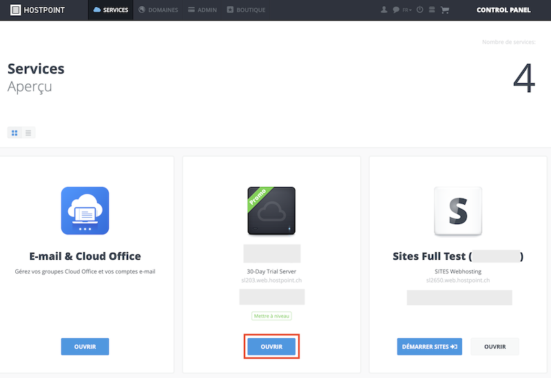 Upgrade Test Webhosting 01 FR