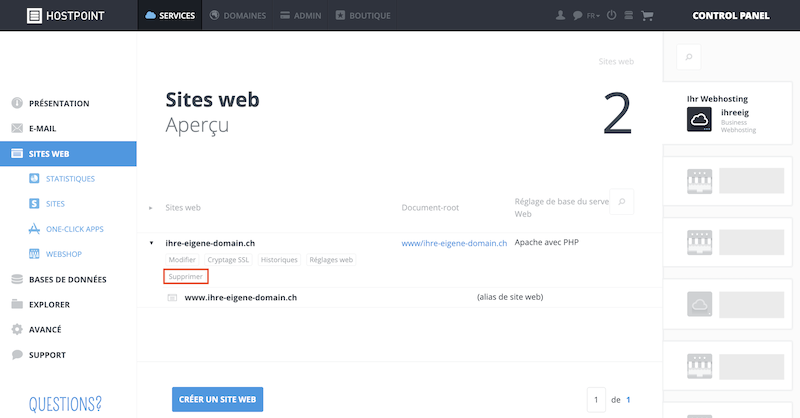 Website loeschen fr