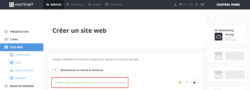 Matomo Subdomain erstellen fr