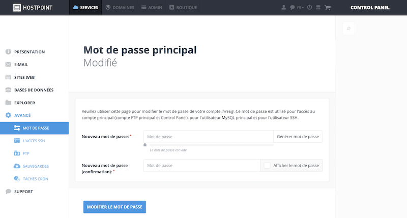 Webhosting Passwort Wechsel de
