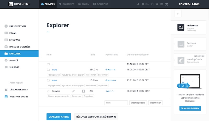 Hostpoint Control Panel