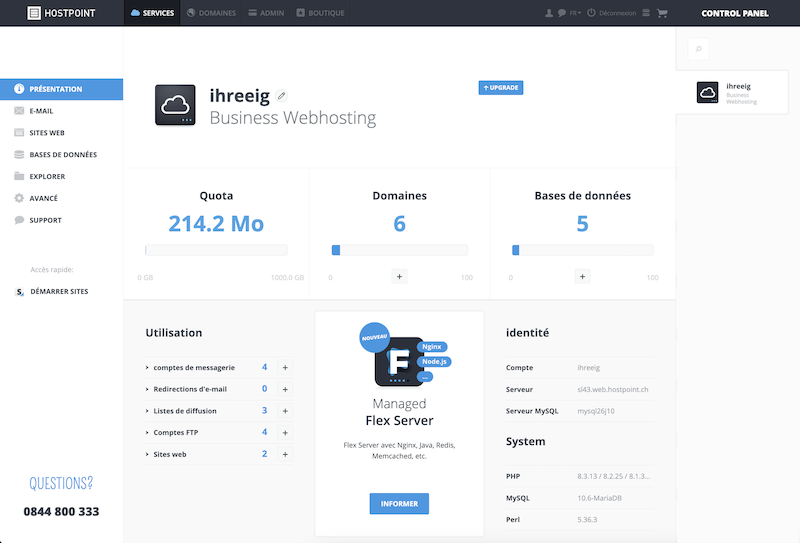 CP Hosting Uebersicht fr
