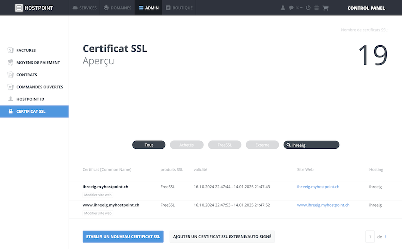 CP SSL Zertifikate fr