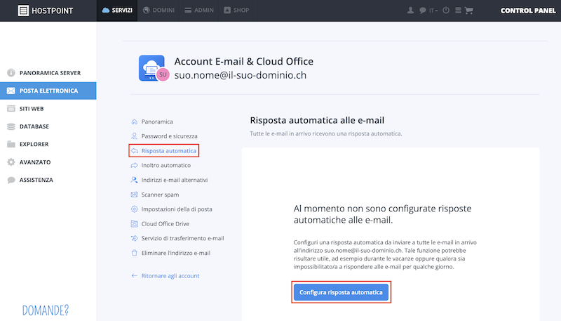 Keine automatische Antwort Webhosting it