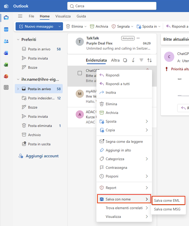 Outlook EML speichern it