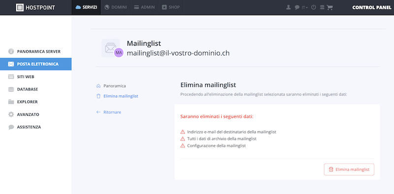 Mailingliste loeschen it