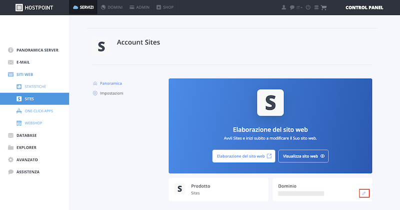 Sites Limited Full Domain aendern it