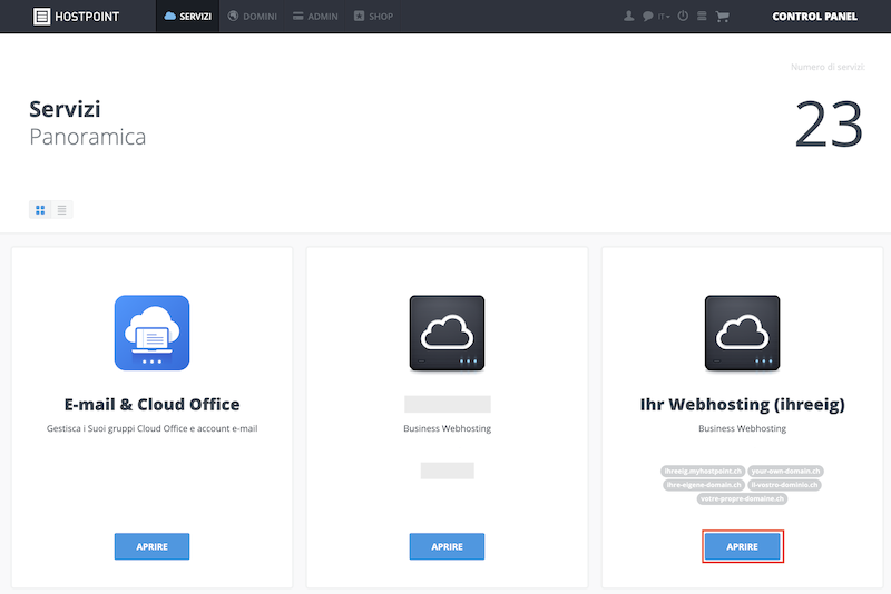 Webhosting oeffnen it