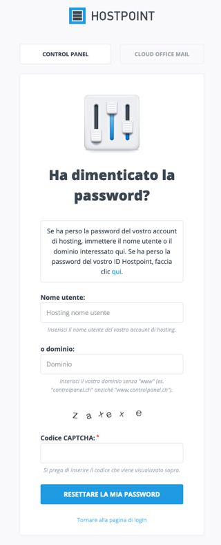 Dimenticato la password