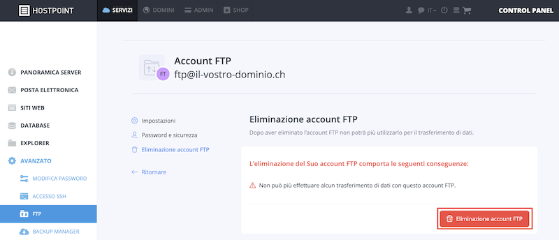 FTP Account loeschen it