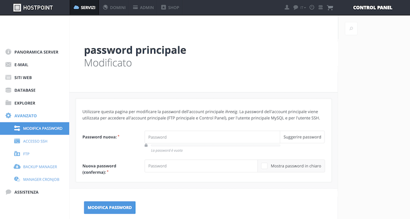 Webhosting Passwort Wechsel de