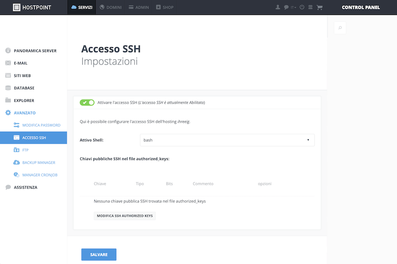 Webhosting SSH Zugang de