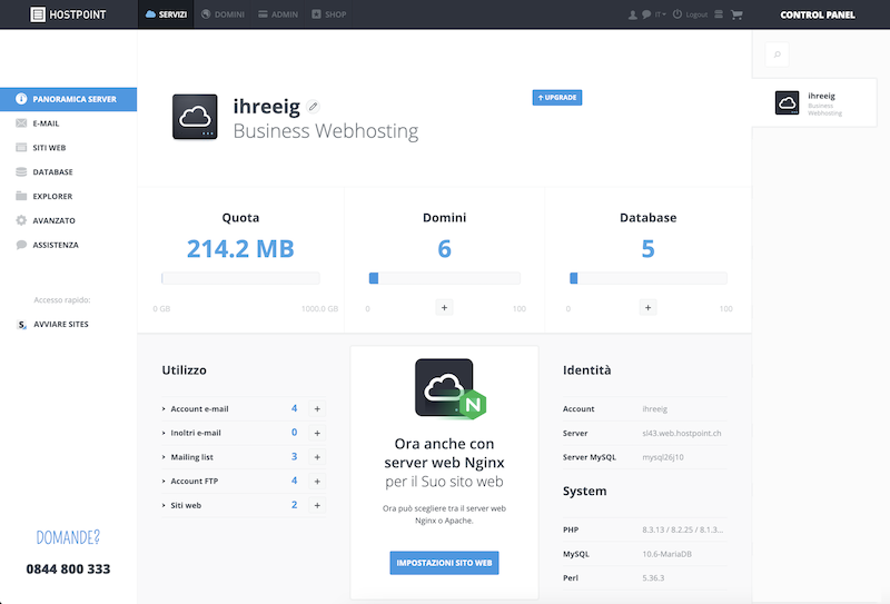 CP Hosting Uebersicht it
