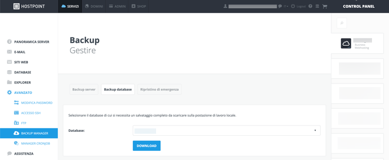 Control Panel - Backup