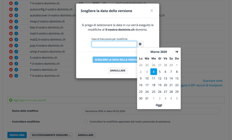 Programmo le mie modifiche DNS